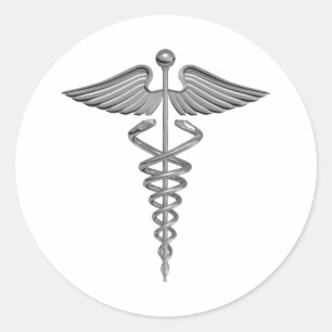 Silbernes medizinisches Symbol Runder Aufkleber