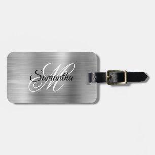 Silbernes Metallic-Fancy-Monogramm Gepäckanhänger