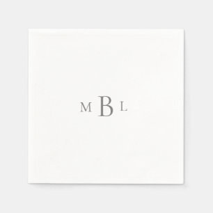 Silbernes Monogramm Weiß Elegante Hochzeits-Cockta Serviette