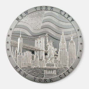 Silbernes New York City Manhattan Bridge Souvenir Magnet