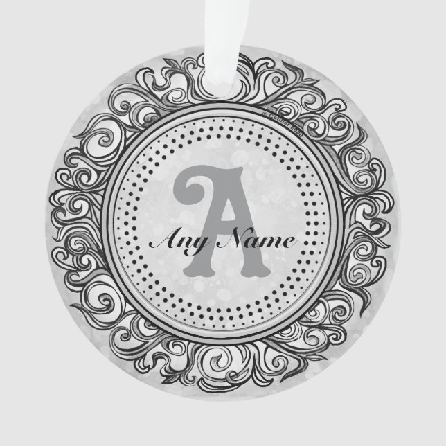 Silbernes Ornament-Monogramm  Ornament (Vorderseite)