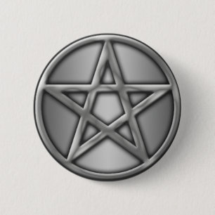 Silbernes Pentagramm auf Silber Button
