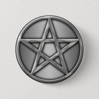 Silbernes Pentagramm auf Silber Button