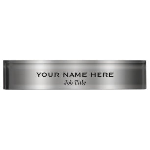 Silbernes Platin-Schimmer Modern Minimales Persona Namensplakette