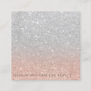 Silbernes RosengoldGlitter ombre Make-up beruflich Quadratische Visitenkarte