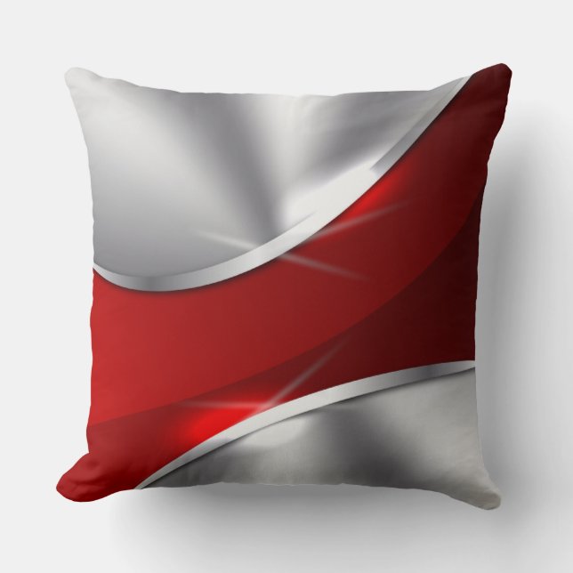 Silbernes rotes Luxuskissen Kissen (Vorderseite)