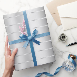 Silbernes Schleifen-Bogen-Hochzeitsbrause Geschenkpapier