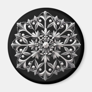 Silbernes Schneeglöckchen auf Schwarz Magnet