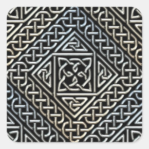 Silbernes schwarzes Quadrat formt keltisches Quadratischer Aufkleber