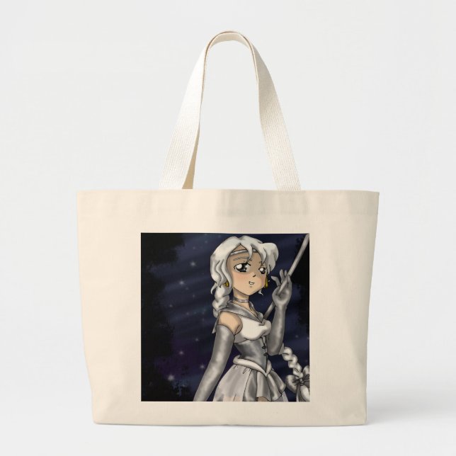 Silbernes Senshi Jumbo Stoffbeutel (Vorne)