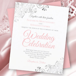 Silbernes Spitzen-Rosé & Weiß BUDGET Hochzeitseinl
