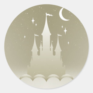 Silbernes träumerisches Schloss im Runder Aufkleber