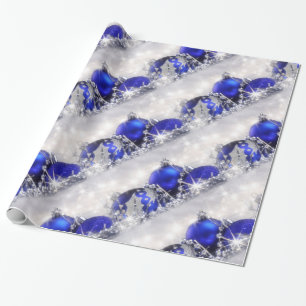 Silbernes und blaues WeihnachtsPackpapier Geschenkpapier