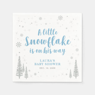 Silbernes und blaues Winter Wonderland Schneebaby- Serviette