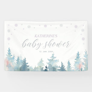 Silbernes und lila Winter-Wunderland-Baby-Shower Banner