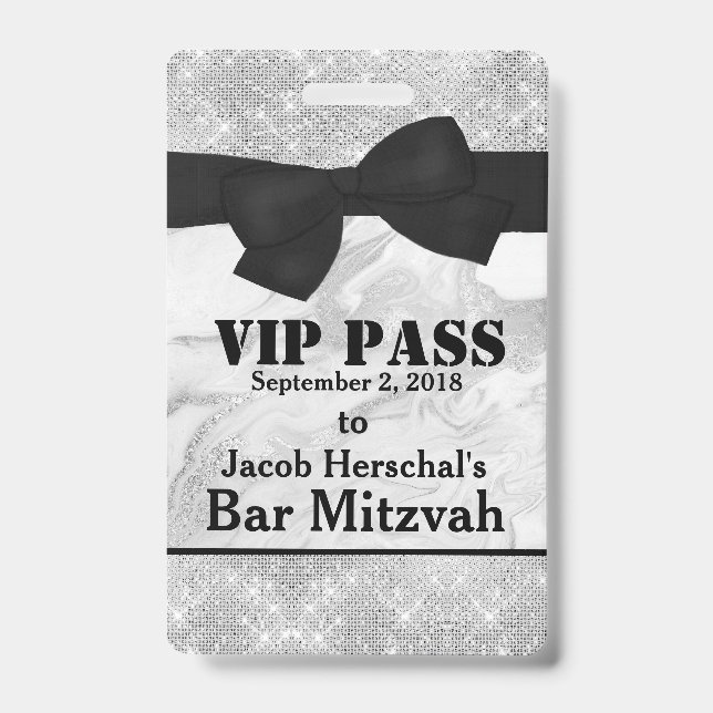 Silbernes und Marmor-VIP-Party-Abzeichen Ausweis (Vorderseite)