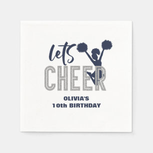 Silbernes und Navy Cheer Geburtstagsfeier Cheerlea Serviette