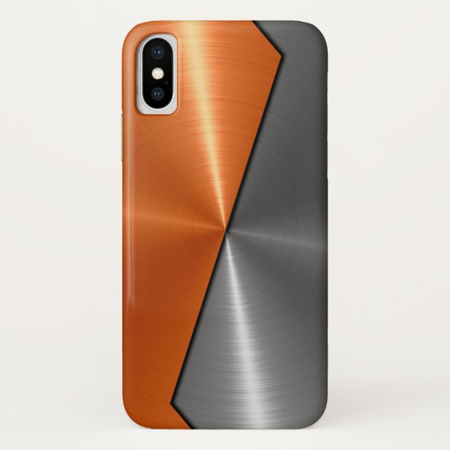 Silbernes und orange Edelstahl-Metall Case-Mate iPhone Hülle (Rückseite)