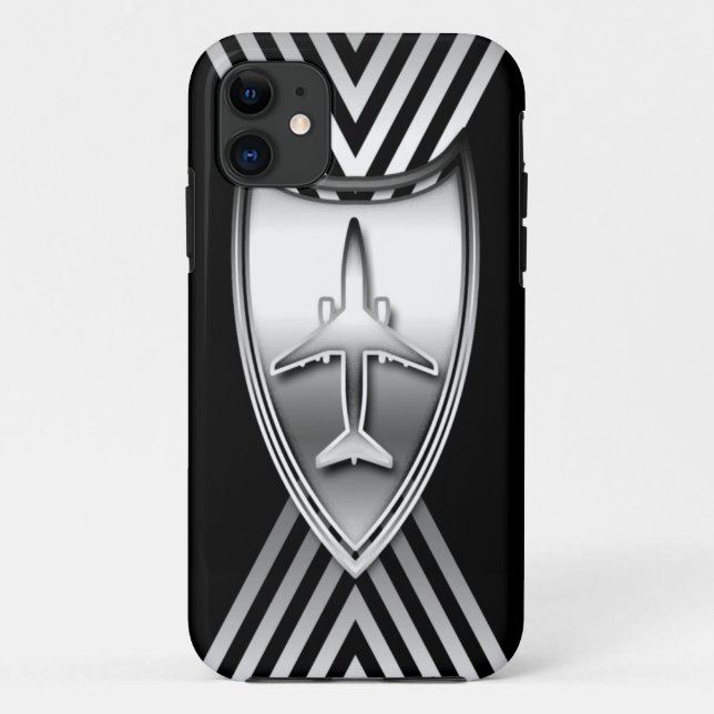 Silbernes und schwarzes Jet-Flugzeug geometrisch Case-Mate iPhone Hülle (Rückseite)
