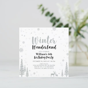 Silbernes und schwarzes Winter-Wunderland-Jungen-G Einladung