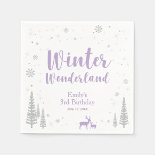 Silbernes und violettes Winter Wonderland Mädchen  Serviette