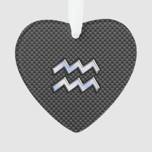 Silbernes Wassermann-Sternzeichen-Symbol im Kohlen Ornament