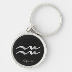 Silbernes Wassermann-Tierkreis-Symbol Schlüsselanhänger