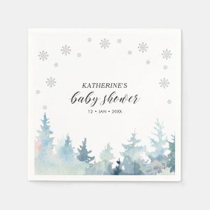 Silbernes Winter Wonderland Baby Shower Papier Ser Serviette