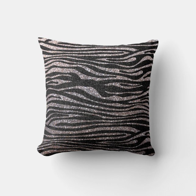 Silbernes Zebrastreifenmuster (bling Kissen (Vorderseite)