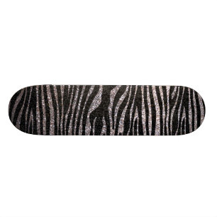 Silbernes Zebrastreifenmuster (bling Skateboard