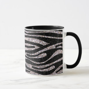 Silbernes Zebrastreifenmuster (bling Tasse