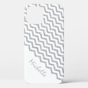 Silbernes Zickzack weißes personalisiertes Case-Mate iPhone Hülle