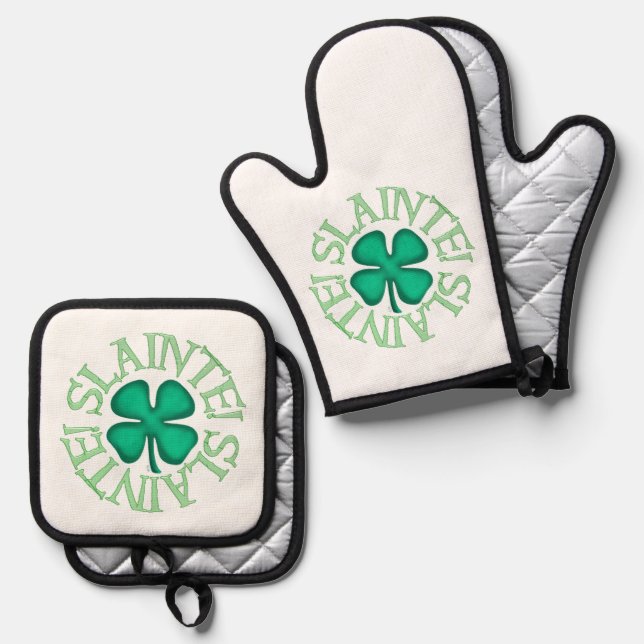 Silberquiltofenhalter für Mitte Ofenhandschuh & Topflappen-Set (Vorderseite/Rückseite)