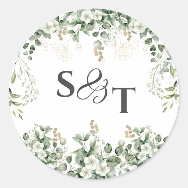Silberreben: Monogramm Botanischer Aufkleber (Vorderseite)