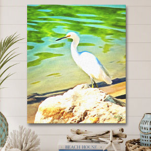 Silberreiher am Mismaloya-Fluss Mexiko 0335 Kunst Leinwanddruck