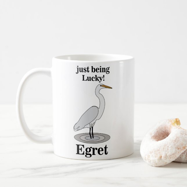 Silberreiher Glücksvogel Kaffeetasse (Mit Donut)