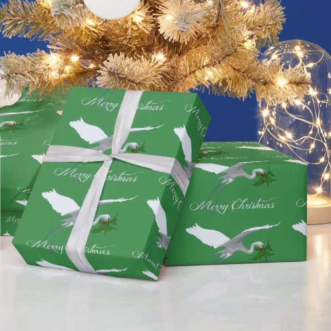 Silberreiher - Vogel  Geschenkpapier (Feiertage)