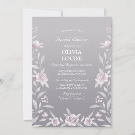 Silberrosa, florale Chinoiserie Brautparty Einladung