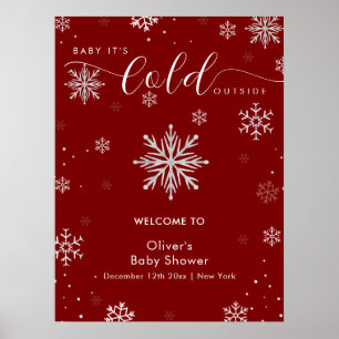 Silberrote magische Schneeblume Baby Shower Willko Poster