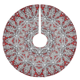 Silberroter dekorativer Baumrock Polyester Weihnachtsbaumdecke