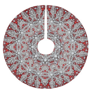 Silberroter dekorativer Baumrock Polyester Weihnachtsbaumdecke