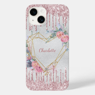 Silberrötlich rosa Blumenname Case-Mate iPhone 14 Hülle
