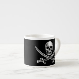 Silberschädel und Schwerter, überquert Espressotasse