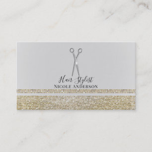 Silberschere Gold Sparkle Chic Haare Stylist Visitenkarte