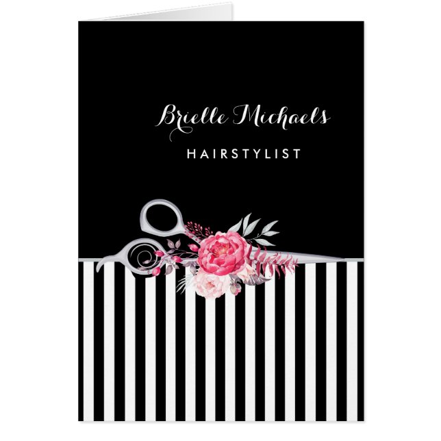 Silberschere Streifen Rosa Blumenhaarsalon (Vorne)