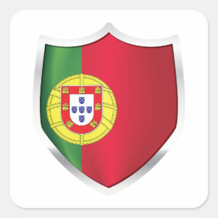 Silberschild-Flagge Portugals Quadratischer Aufkleber