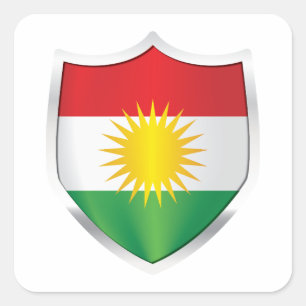 Silberschildflagge Kurdistan Quadratischer Aufkleber