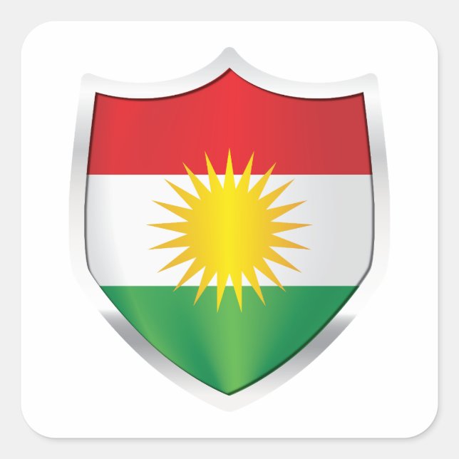 Silberschildflagge Kurdistan Quadratischer Aufkleber (Vorderseite)
