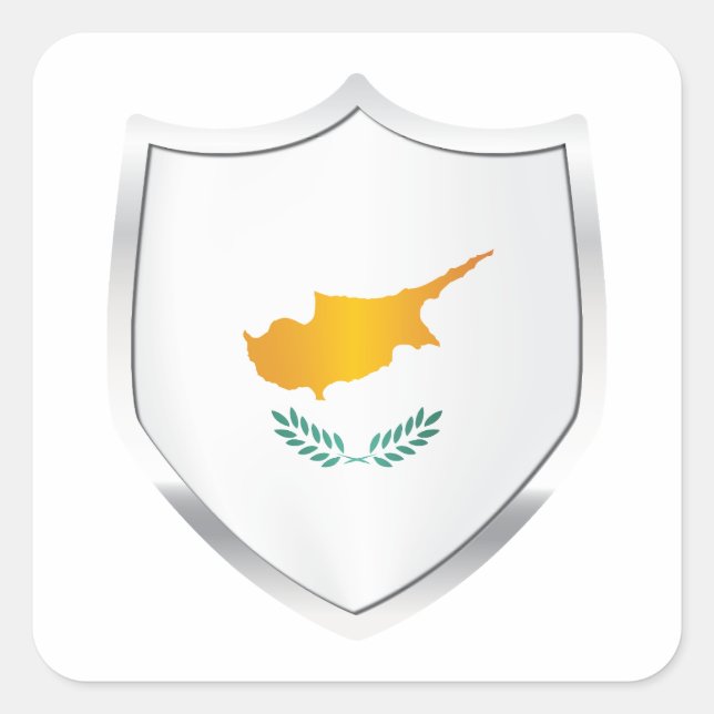 Silberschildflagge Zypern Quadratischer Aufkleber (Vorderseite)