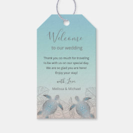 Silberschildkröten Beach Hochzeitungs-Begrüßungsta Geschenkanhänger